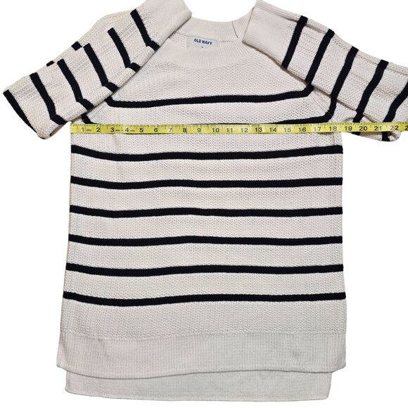 Old Navy Knit Sweater White with Blue Stripes Size M Good Used Condition - Picture 5 of 6